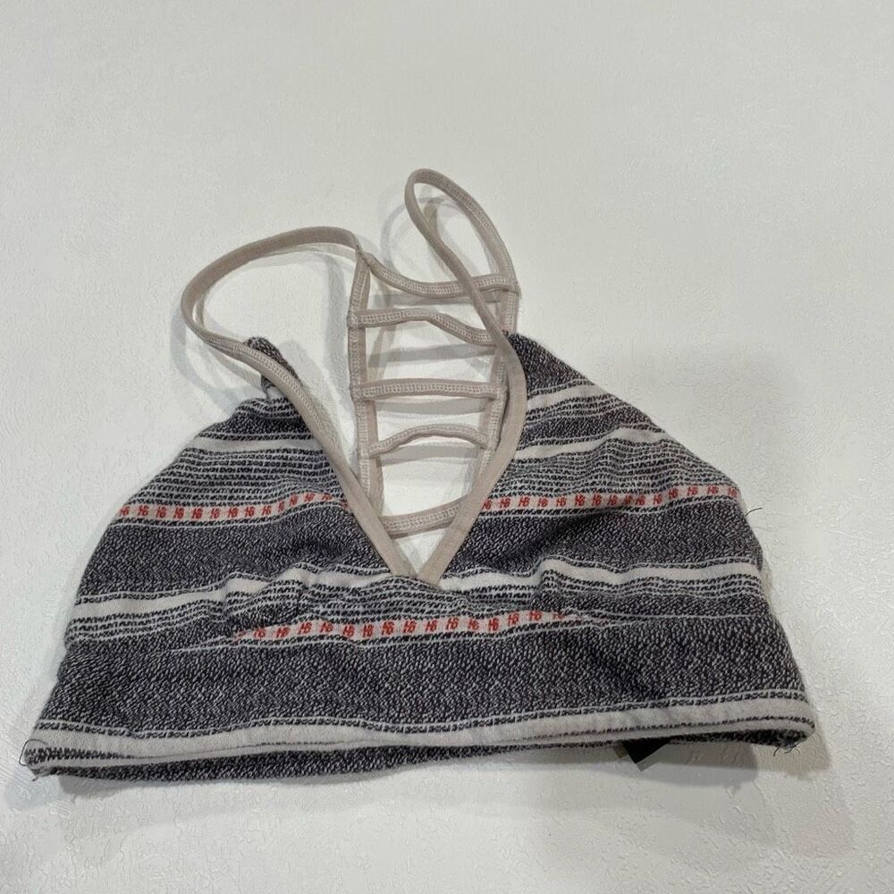 OBEY Strappy Bralette XXS Gray Striped Crop Top Festival Boho Lounge